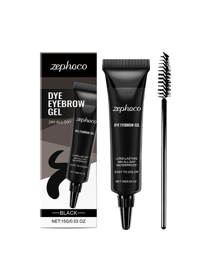 zephoco Black Waterproof Long-lasting Eyebrow Gel- Smooth Texture for Daily Application, Easy to Apply for Beginners 15g(#Black) - Image 1